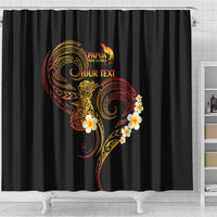 Personalised Papua New Guinea Sepik Shower Curtain Plumeria Floral Tribal Pattern - Polynesian Pride
