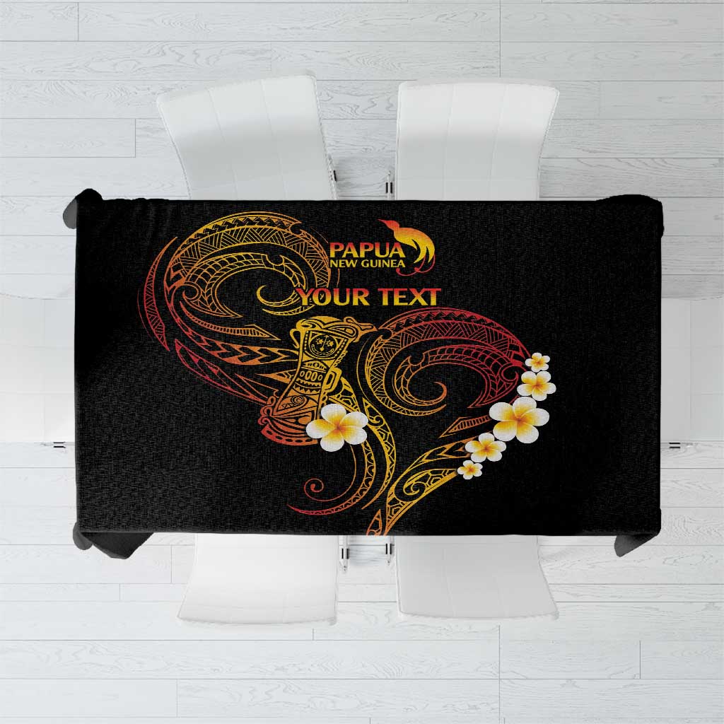 Personalised Papua New Guinea Sepik Tablecloth Plumeria Floral Tribal Pattern LT9 Black - Polynesian Pride