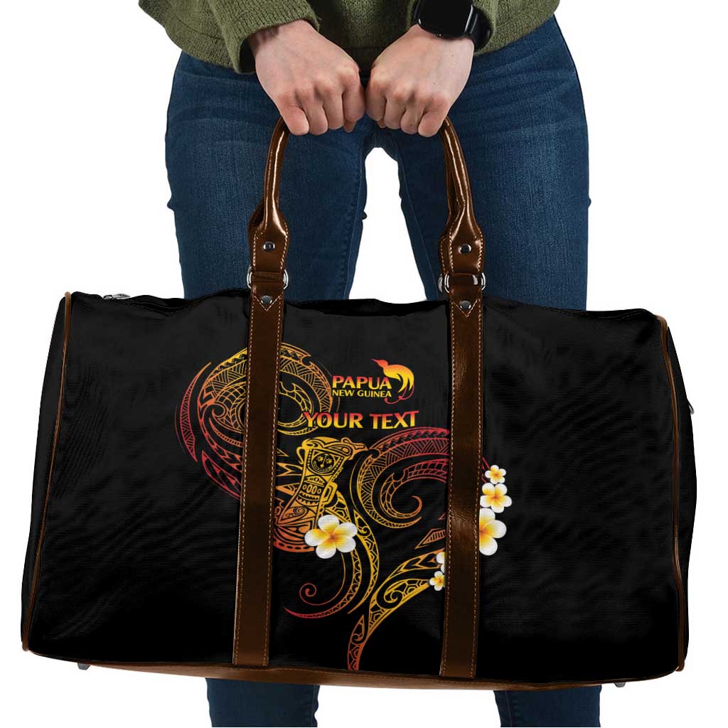 Personalised Papua New Guinea Sepik Travel Bag Plumeria Floral Tribal Pattern - Polynesian Pride