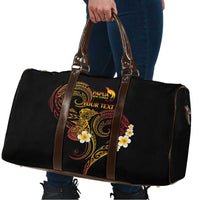 Personalised Papua New Guinea Sepik Travel Bag Plumeria Floral Tribal Pattern - Polynesian Pride