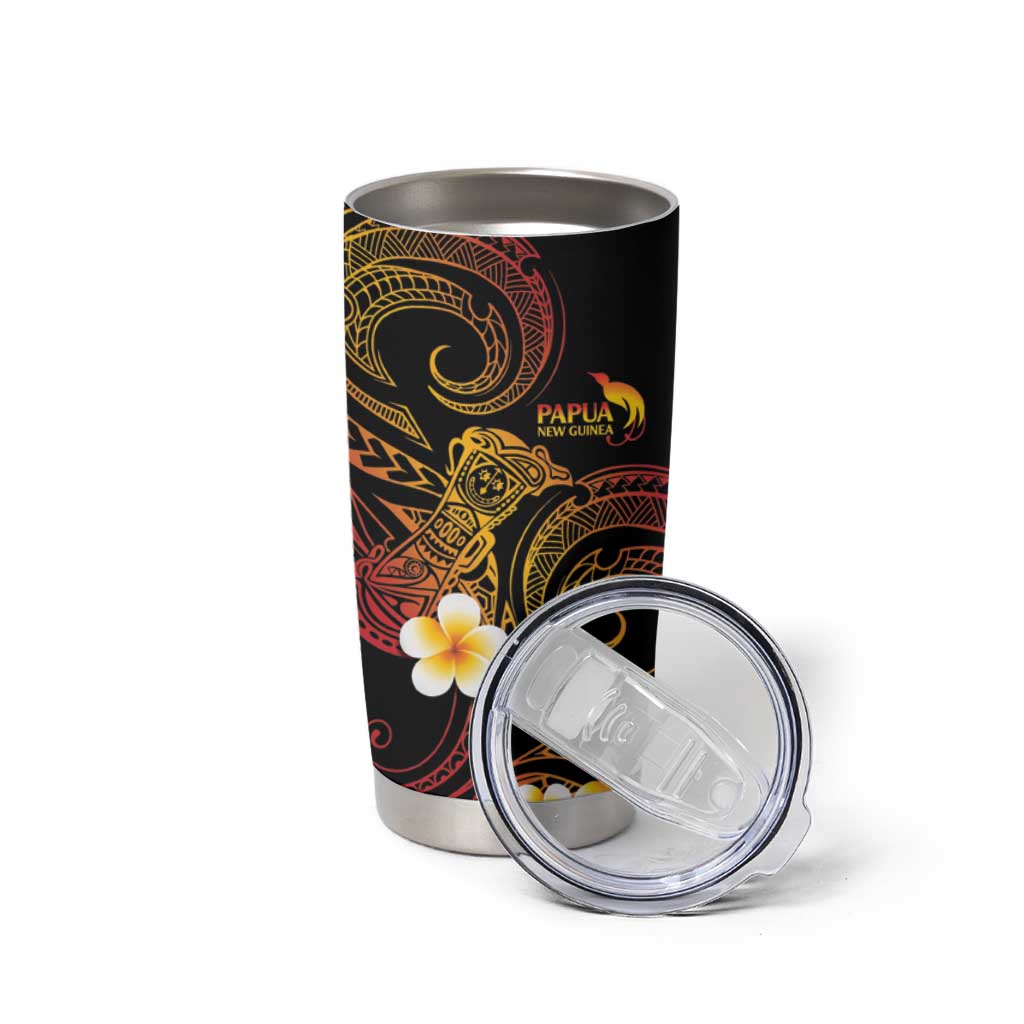 Personalised Papua New Guinea Sepik Tumbler Cup Plumeria Floral Tribal Pattern - Polynesian Pride
