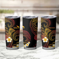 Personalised Papua New Guinea Sepik Tumbler Cup Plumeria Floral Tribal Pattern - Polynesian Pride