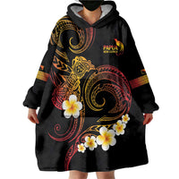 Personalised Papua New Guinea Sepik Wearable Blanket Hoodie Plumeria Floral Tribal Pattern - Polynesian Pride