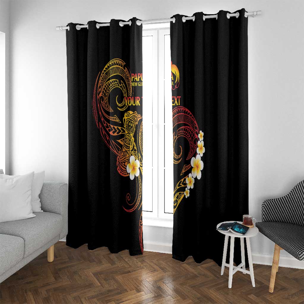 Personalised Papua New Guinea Sepik Window Curtain Plumeria Floral Tribal Pattern - Polynesian Pride