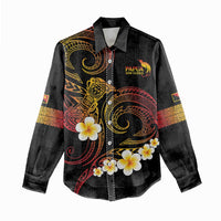 Personalised Papua New Guinea Sepik Women Casual Shirt Plumeria Floral Tribal Pattern - Polynesian Pride