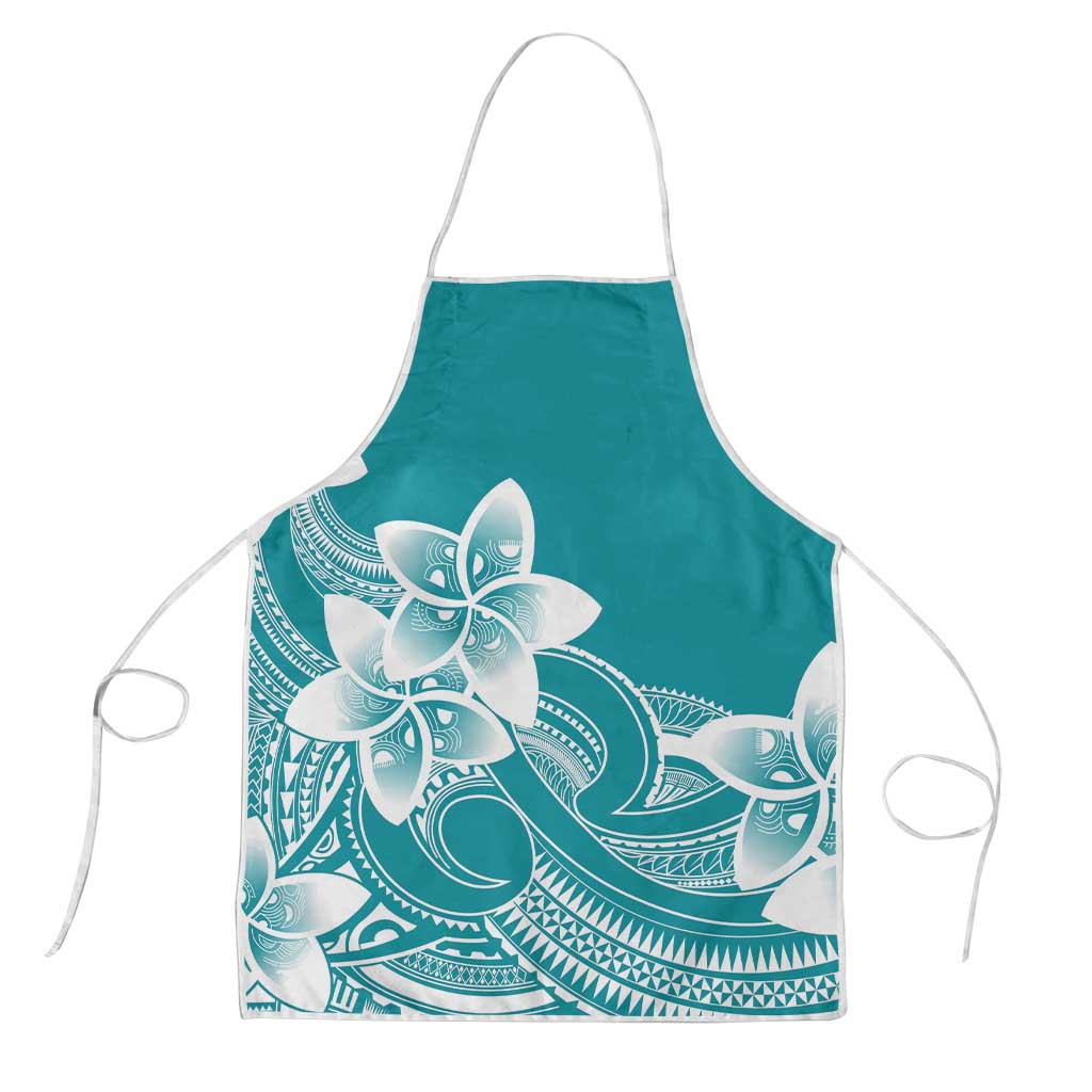 Polynesian Plumeria Flowers Tribal Apron Pacific Tattoo Teal Style LT9 Teal - Polynesian Pride