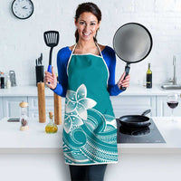 Polynesian Plumeria Flowers Tribal Apron Pacific Tattoo Teal Style LT9 - Polynesian Pride