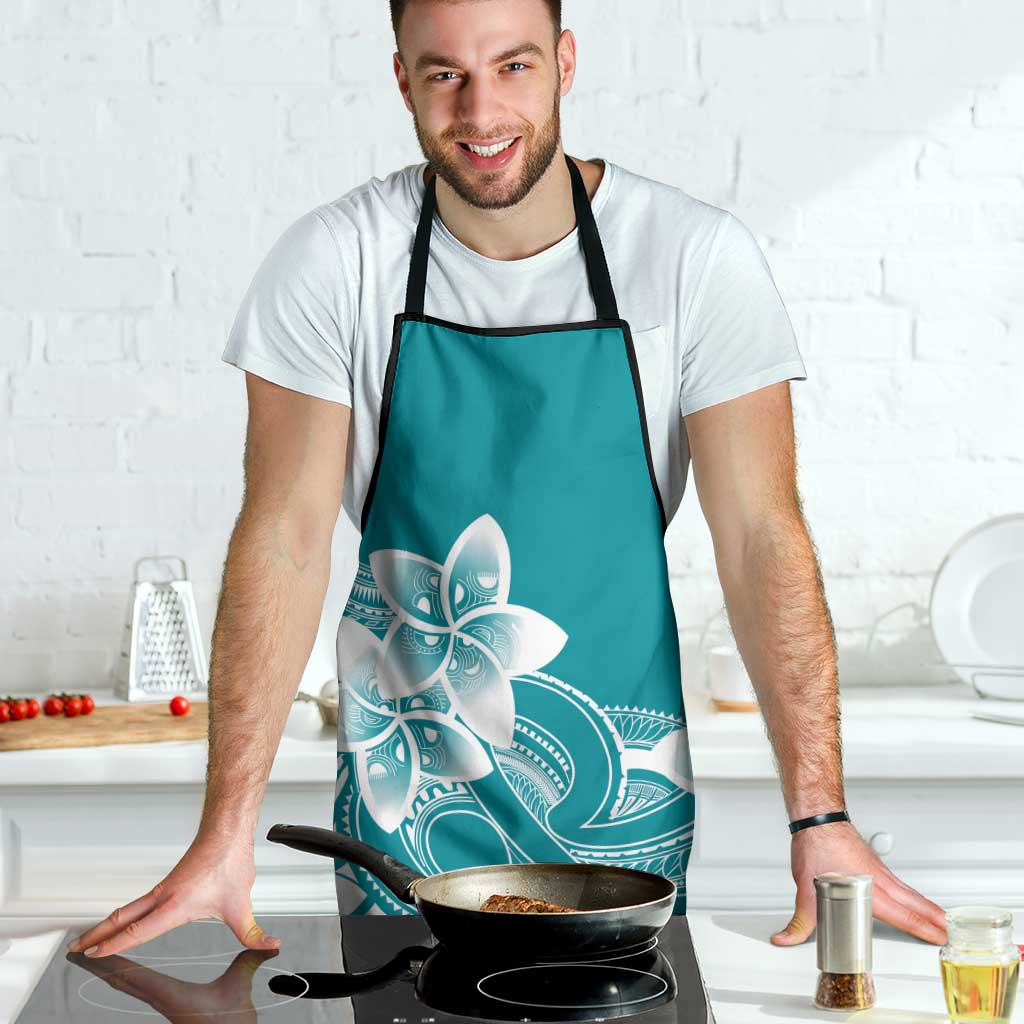 Polynesian Plumeria Flowers Tribal Apron Pacific Tattoo Teal Style LT9 - Polynesian Pride