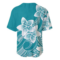 Polynesian Plumeria Flowers Tribal Baseball Jersey Pacific Tattoo Teal Style - Polynesian Pride