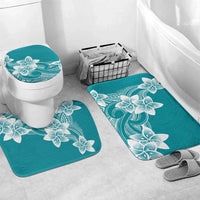 Polynesian Plumeria Flowers Tribal Bathroom Set Pacific Tattoo Teal Style - Polynesian Pride