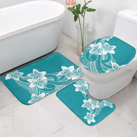 Polynesian Plumeria Flowers Tribal Bathroom Set Pacific Tattoo Teal Style - Polynesian Pride