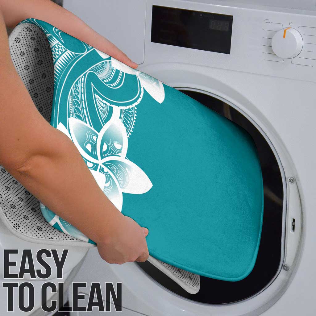 Polynesian Plumeria Flowers Tribal Bathroom Set Pacific Tattoo Teal Style - Polynesian Pride