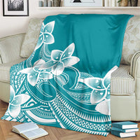 Polynesian Plumeria Flowers Tribal Blanket Pacific Tattoo Teal Style - Polynesian Pride