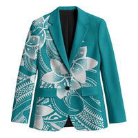 Polynesian Plumeria Flowers Tribal Blazer Pacific Tattoo Teal Style LT9 Unisex Teal - Polynesian Pride