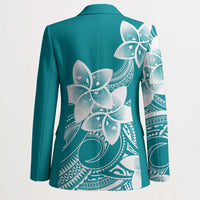 Polynesian Plumeria Flowers Tribal Blazer Pacific Tattoo Teal Style LT9 - Polynesian Pride