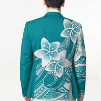 Polynesian Plumeria Flowers Tribal Blazer Pacific Tattoo Teal Style LT9 - Polynesian Pride