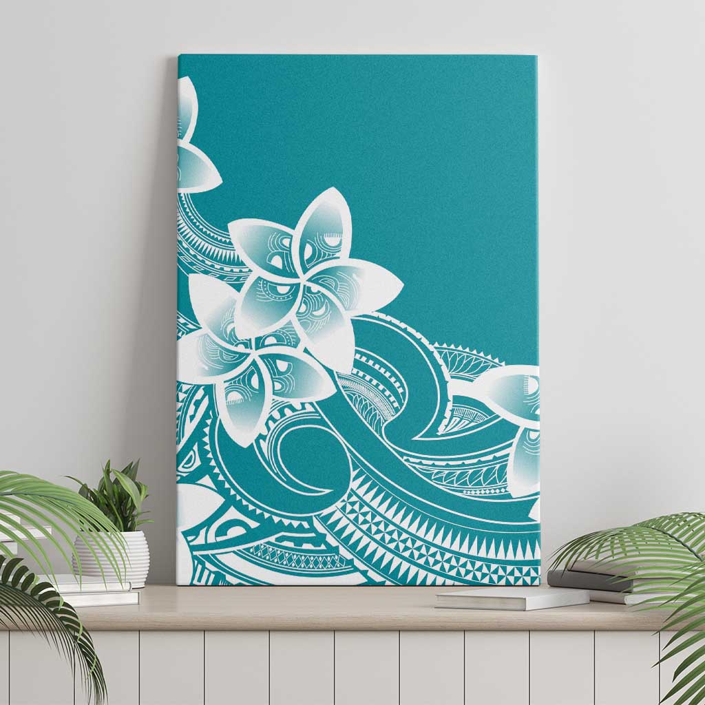Polynesian Plumeria Flowers Tribal Canvas Wall Art Pacific Tattoo Teal Style LT9 - Polynesian Pride