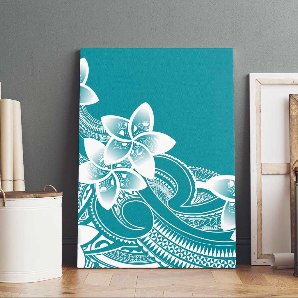 Polynesian Plumeria Flowers Tribal Canvas Wall Art Pacific Tattoo Teal Style LT9 - Polynesian Pride