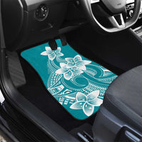 Polynesian Plumeria Flowers Tribal Car Mats Pacific Tattoo Teal Style - Polynesian Pride