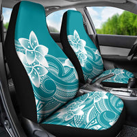Polynesian Plumeria Flowers Tribal Car Seat Cover Pacific Tattoo Teal Style - Polynesian Pride