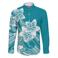 Polynesian Plumeria Flowers Tribal Family Matching Mermaid Dress and Hawaiian Shirt Pacific Tattoo Teal Style - Polynesian Pride