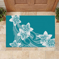 Polynesian Plumeria Flowers Tribal Rubber Doormat Pacific Tattoo Teal Style LT9 Teal - Polynesian Pride