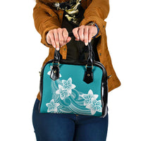 Polynesian Plumeria Flowers Tribal Shoulder Handbag Pacific Tattoo Teal Style - Polynesian Pride