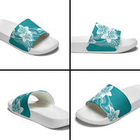 Polynesian Plumeria Flowers Tribal Slide Sandals Pacific Tattoo Teal Style LT9 - Polynesian Pride
