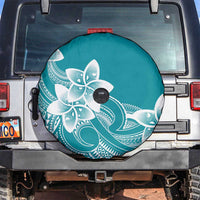 Polynesian Plumeria Flowers Tribal Spare Tire Cover Pacific Tattoo Teal Style - Polynesian Pride