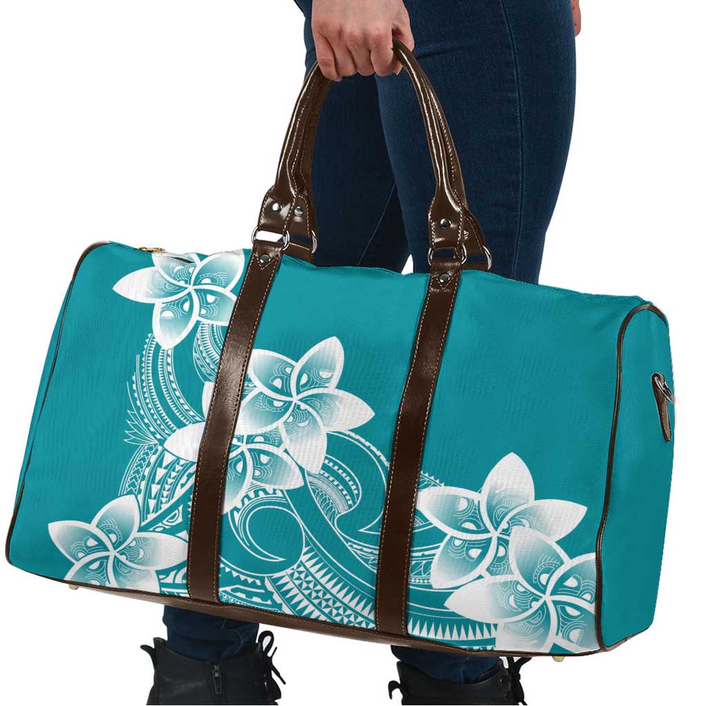Polynesian Plumeria Flowers Tribal Travel Bag Pacific Tattoo Teal Style - Polynesian Pride