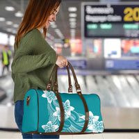 Polynesian Plumeria Flowers Tribal Travel Bag Pacific Tattoo Teal Style - Polynesian Pride
