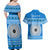 Personalised Fiji Marau Na Kerisimasi Couples Matching Off Shoulder Maxi Dress and Hawaiian Shirt Merry Christmas Tapa Pattern Blue Style LT9 - Polynesian Pride