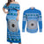 Personalised Fiji Marau Na Kerisimasi Couples Matching Off Shoulder Maxi Dress and Long Sleeve Button Shirt Merry Christmas Tapa Pattern Blue Style LT9 Red - Polynesian Pride