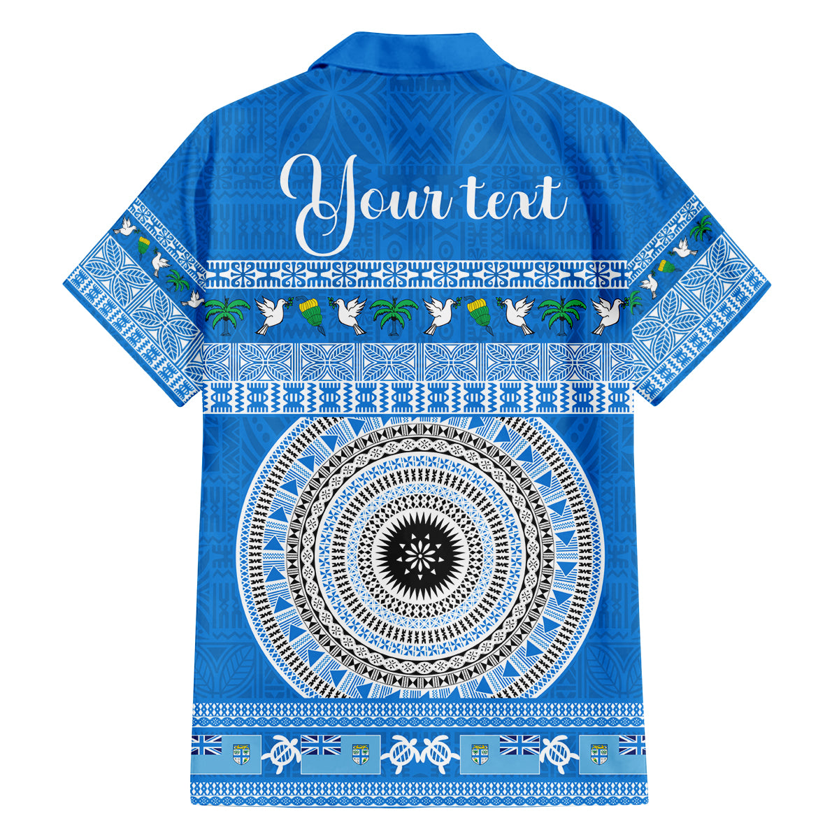 Personalised Fiji Marau Na Kerisimasi Family Matching Off Shoulder Maxi Dress and Hawaiian Shirt Merry Christmas Tapa Pattern Blue Style LT9 - Polynesian Pride