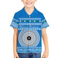 Personalised Fiji Marau Na Kerisimasi Kid Hawaiian Shirt Merry Christmas Tapa Pattern Blue Style LT9 Kid Red - Polynesian Pride