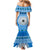 Personalised Fiji Marau Na Kerisimasi Mermaid Dress Merry Christmas Tapa Pattern Blue Style LT9 - Polynesian Pride