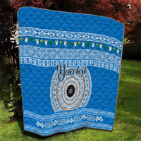 Personalised Fiji Marau Na Kerisimasi Quilt Merry Christmas Tapa Pattern Blue Style LT9 - Polynesian Pride