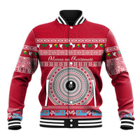 Personalised Fiji Marau Na Kerisimasi Baseball Jacket Merry Christmas Tapa Pattern Red Style LT9 Unisex Red - Polynesian Pride