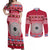 Personalised Fiji Marau Na Kerisimasi Couples Matching Off Shoulder Maxi Dress and Long Sleeve Button Shirt Merry Christmas Tapa Pattern Red Style LT9 Red - Polynesian Pride