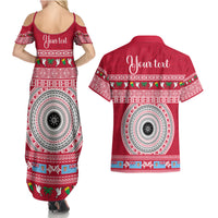 Personalised Fiji Marau Na Kerisimasi Couples Matching Summer Maxi Dress and Hawaiian Shirt Merry Christmas Tapa Pattern Red Style LT9 - Polynesian Pride