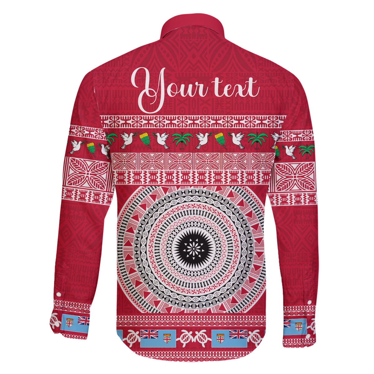 Personalised Fiji Marau Na Kerisimasi Family Matching Off Shoulder Maxi Dress and Hawaiian Shirt Merry Christmas Tapa Pattern Red Style LT9 - Polynesian Pride