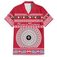 Personalised Fiji Marau Na Kerisimasi Family Matching Off Shoulder Short Dress and Hawaiian Shirt Merry Christmas Tapa Pattern Red Style LT9 Dad's Shirt - Short Sleeve Red - Polynesian Pride