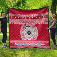 Personalised Fiji Marau Na Kerisimasi Quilt Merry Christmas Tapa Pattern Red Style LT9 - Polynesian Pride