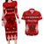 Personalised Tonga Kilisimasi Fiefia Couples Matching Long Sleeve Bodycon Dress and Hawaiian Shirt Merry Christmas with Turtle Ngatu Pattern LT9 Red - Polynesian Pride