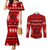 Personalised Tonga Kilisimasi Fiefia Couples Matching Mermaid Dress and Long Sleeve Button Shirt Merry Christmas with Turtle Ngatu Pattern LT9 Red - Polynesian Pride