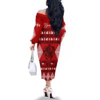 Personalised Tonga Kilisimasi Fiefia Family Matching Off Shoulder Long Sleeve Dress and Hawaiian Shirt Merry Christmas with Turtle Ngatu Pattern LT9 - Polynesian Pride