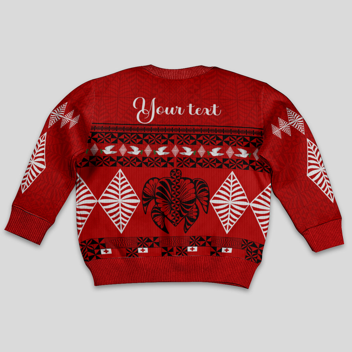 Personalised Tonga Kilisimasi Fiefia Kid Ugly Christmas Sweater Merry Christmas with Turtle Ngatu Pattern LT9 - Polynesian Pride