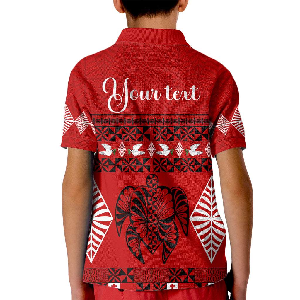 Personalised Tonga Kilisimasi Fiefia Kid Polo Shirt Merry Christmas with Turtle Ngatu Pattern LT9 - Polynesian Pride