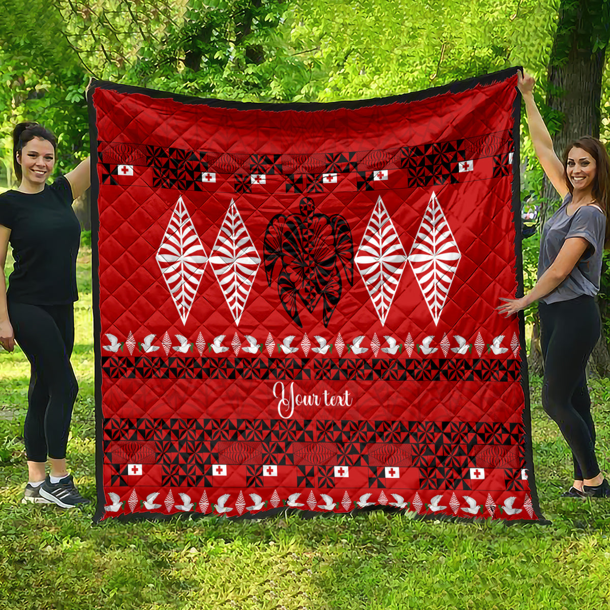 Personalised Tonga Kilisimasi Fiefia Quilt Merry Christmas with Turtle Ngatu Pattern LT9 - Polynesian Pride