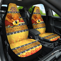 PNG Hamamas Krismas Car Seat Cover Papua New Guinea Bird Of Paradise Merry Christmas Gold Style LT9 One Size Gold - Polynesian Pride